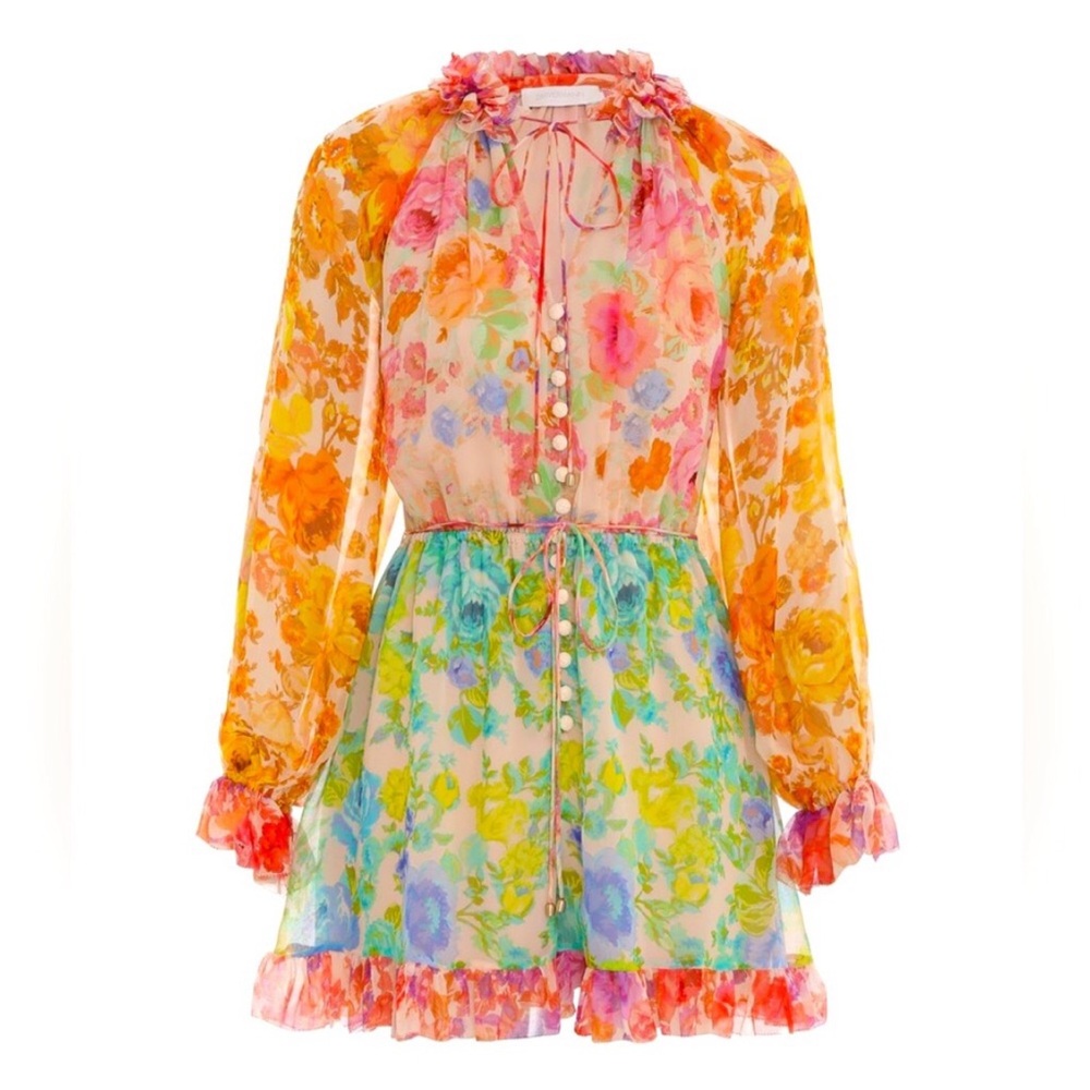 Zimmermann Raie silk ruffle playsuit